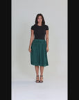 Elegant Accordion Pleated Elastic Waistband Party Midi Skirt