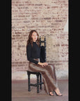 Animal Print Foldover Waist Maxi Skirt