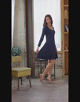Classic Long Sleeve Flared Mini Dress