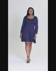 Classic Long Sleeve Plus Size Flared Mini Dress
