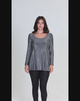 Relaxed Fit Ribbed Knit V Neck Sweatshirt Top