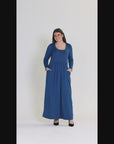 Plus Size Long Sleeve Empire Waist Pocket Maxi Dress
