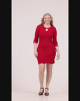 Keyhole Three Quarter Sleeve Mini Dress