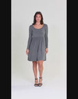 Long Sleeve Babydoll Knee Length Dress