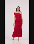 Formal One Shoulder Rouched Mermaid Maxi Dress