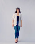Open Front Elbow Length Sleeve Womens Cardigan