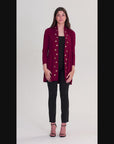 Long Sleeve Mid Thigh Open Front Cardigan with Grommet Details