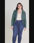 Plus Size Curved Hem Open Front Long Womens Bolero Shrug