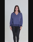 Relaxed Fit Ribbed Knit V Neck Sweatshirt Top