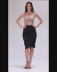 Elastic Waist Knee Length Tulip Pencil Skirt