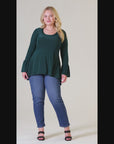 Long Bell Sleeve High Low Plus Size Tunic Top