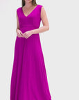 V Neck Sleeveless Belted Maxi Dress