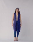 Sleeveless Long Cardigan Vest with Side Slit