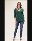 Criss Cross Round Hemline Tunic Top