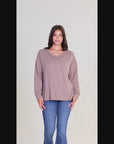 Relaxed Fit Ribbed Knit V Neck Sweater Top
