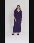 Fitted V-Neck Side Slit Plus Size Maxi Dress