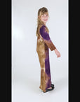 24seven Comfort Apparel Purple Tie Dye Girls Long Sleeve Side Slit Maxi Dress