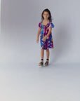 Floral Girls Cold Shoulder Knee Length Dress