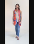 Orange Tie Dye Maternity Open Front Shrug Vest