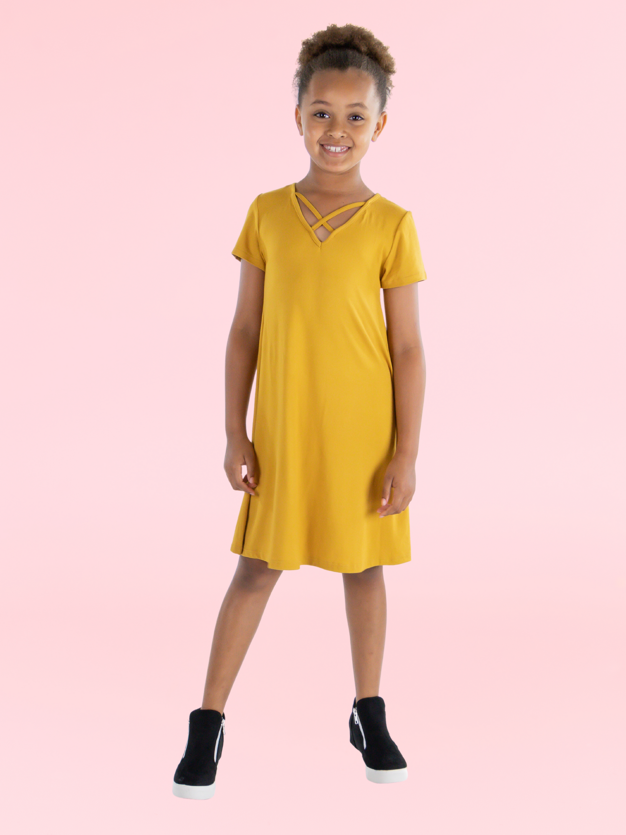24seven Comfort Apparel Short Sleeve Girls T Shirt Dress