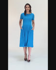 Maternity Midi Dress with Short Sleeve and Pocket Detail