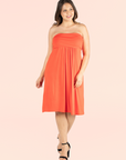 Knee Length Plus Size Strapless Mini Dress