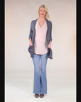 Open Front Elbow Length Sleeve Maternity Cardigan