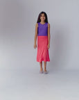 Girls Casual Solid Color Elastic Waist A Line Skirt