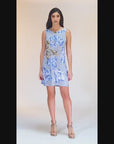 Baby Blue Floral Sleeveless Mini Shift Dress