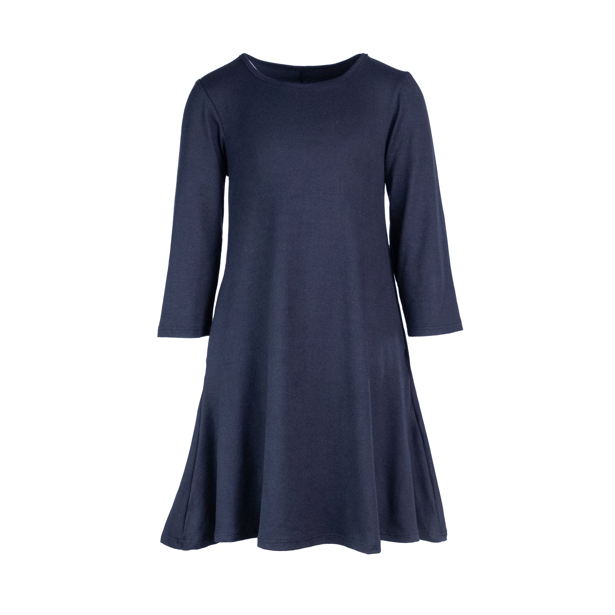 24seven Comfort Apparel Girls Long Sleeve Loose Fit Knee Length Tunic Pocket Dress