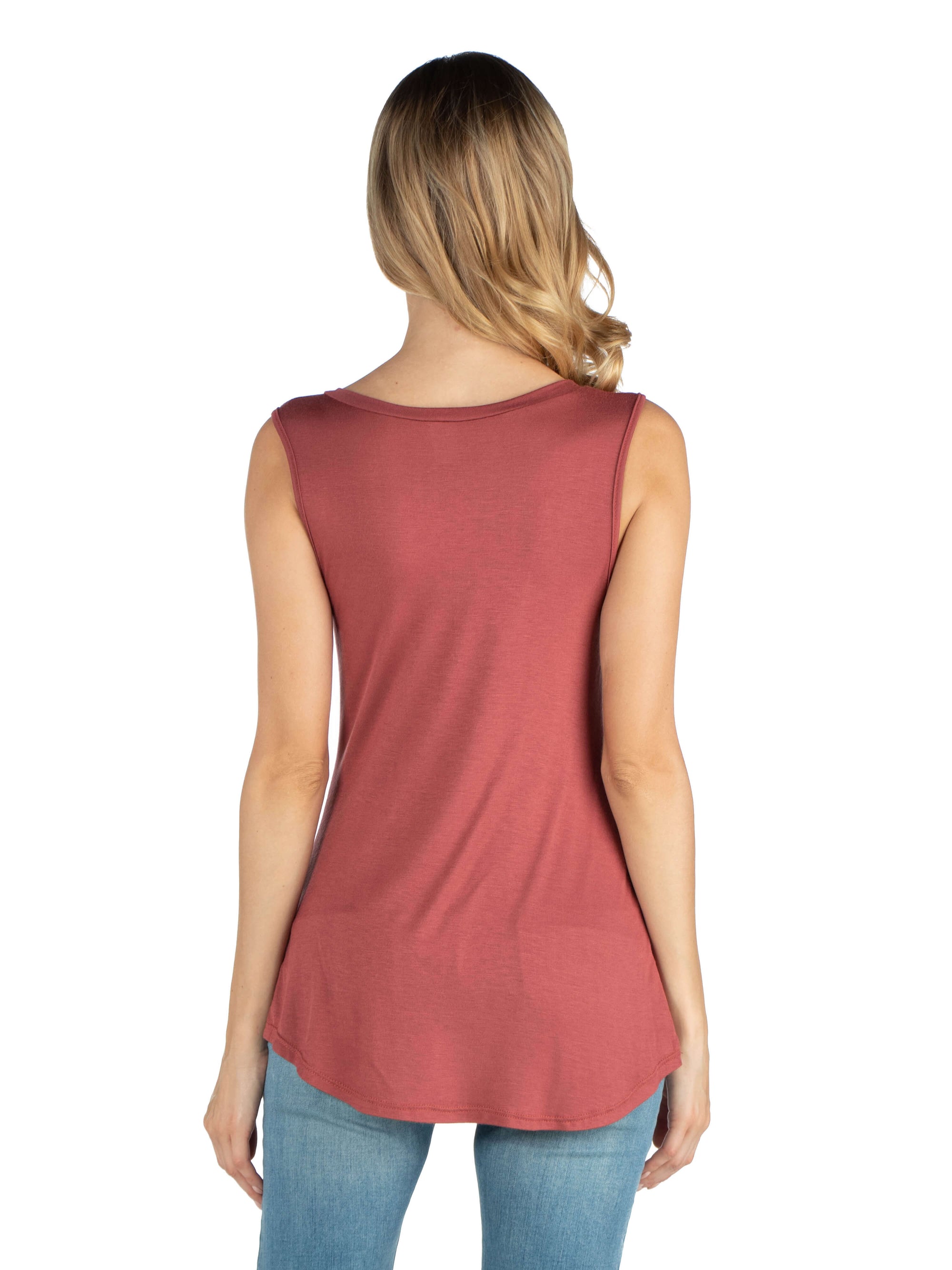 V Neck Maternity Tunic Tank Top with Round Hemline
