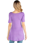 Quarter Sleeve Maternity Tunic Top with Button Detail