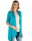 Loose Fit Open Front Maternity Cardigan with Half Sleeve