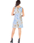 Baby Blue Floral Maternity Sleeveless Mini Shift Dress