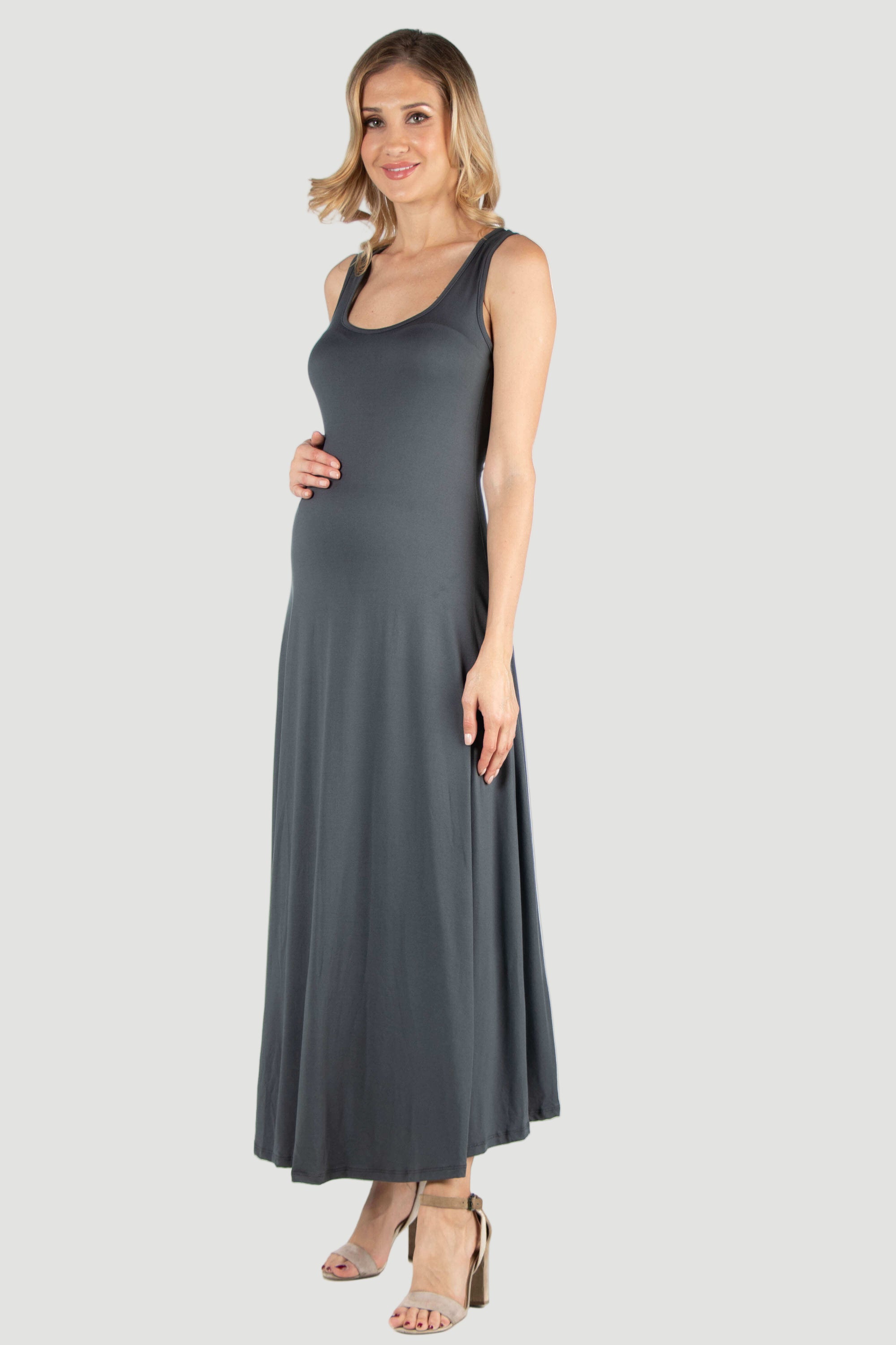 Slim fit A Line Sleeveless Maternity Maxi Dress