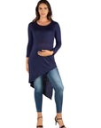 Long Sleeve  Asymmetrical Maternity Tunic Top