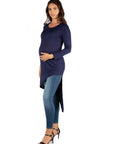 Long Sleeve  Asymmetrical Maternity Tunic Top