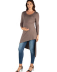 Long Sleeve  Asymmetrical Maternity Tunic Top