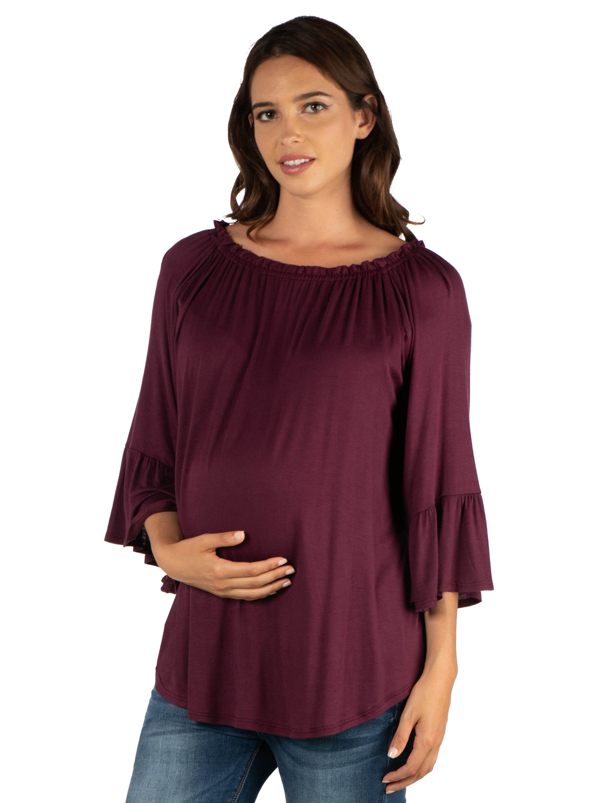 Bell Sleeve Loose Fit Maternity Tunic Top