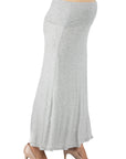 Womens Elastic Waist Solid Color Maternity Maxi Skirt