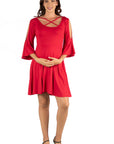 Maternity Knee Length Cold Shoulder Dress