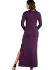 Long Sleeve Side Slit  Maternity Maxi Dress