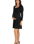 Long Sleeve Flared Maternity Mini Dress
