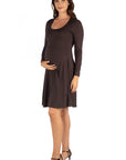 Long Sleeve Flared Maternity Mini Dress