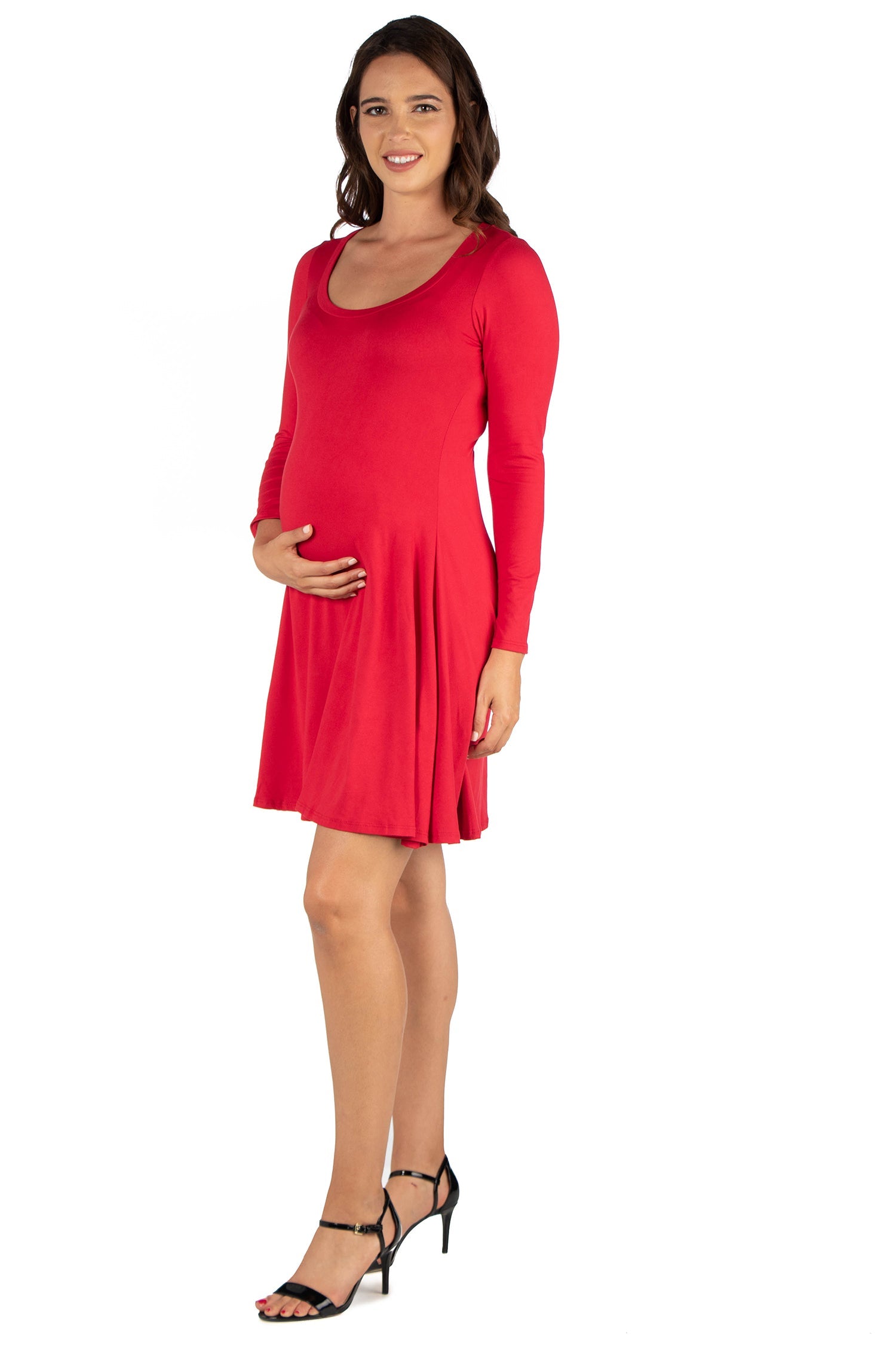 Long Sleeve Flared Maternity Mini Dress