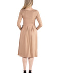 Midi Length Fit N Flare Pocket Maternity Dress