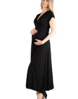 Cap Sleeve V Neck Maternity Maxi Dress