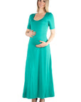 Casual Maternity Maxi Dress With Sleeves