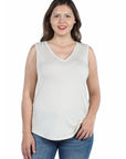 V Neck Sleeveless Rounded Hemline Plus Size Top