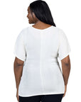 Plus Size V Neck Knot Front Kimono Sleeve Top